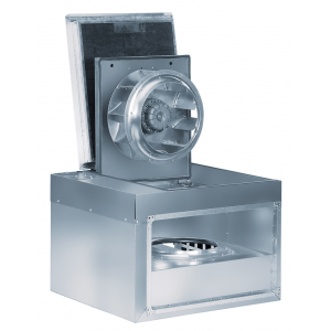 ventilátory IRAB/IRAT s izoláciou proti hluku umožňujú naklonenie ventilátorovej jednotky na účely servisu a údržby
