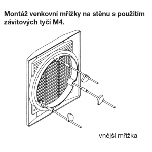 mounting the outdoor grille on the wall using M4 threaded rods