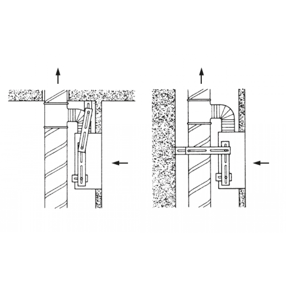 example of installation in a riser shaft using brackets