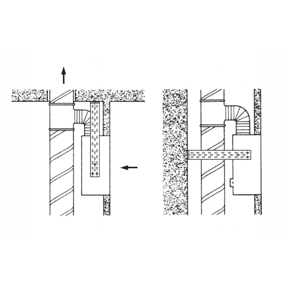 example of installation in a riser shaft using brackets