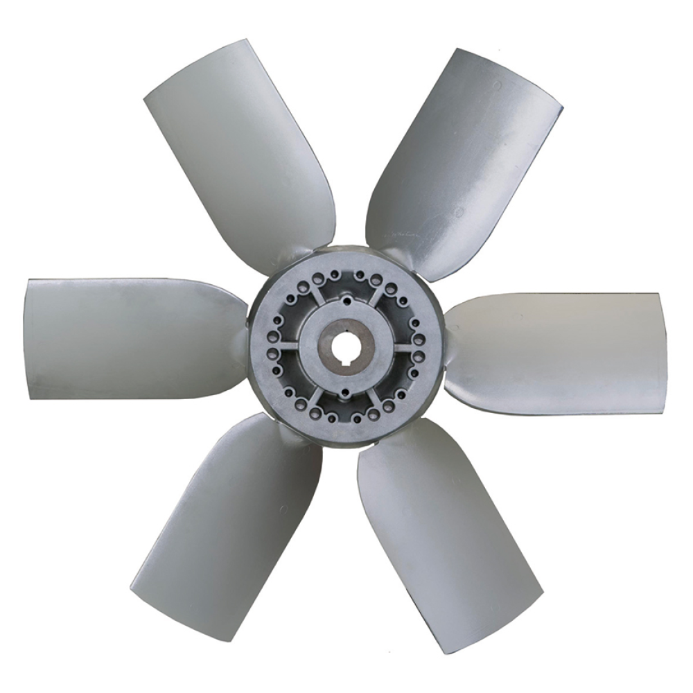Dynamically balanced impeller with hub cap to reduce dust accumulation