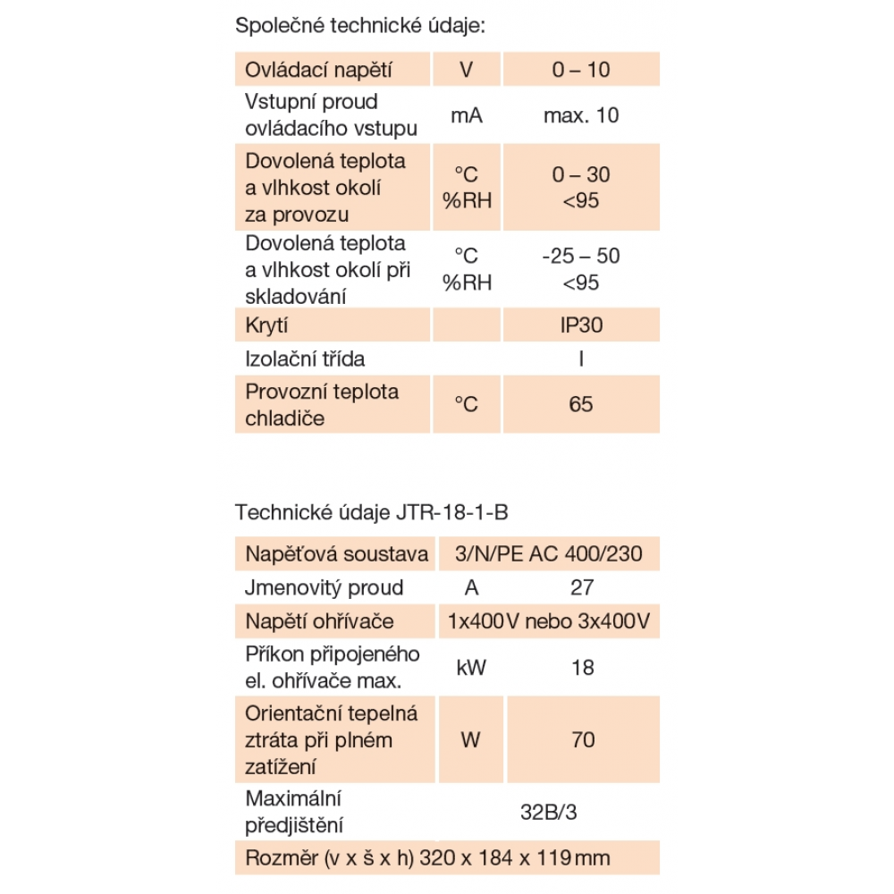 podrobné technické parametry