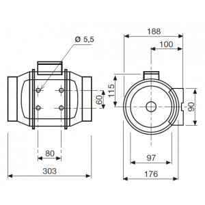 rozmery ventilátora TD MIXVENT