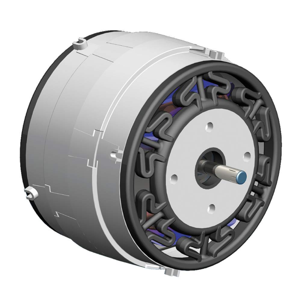 Unique motor design and mounting to absorb any vibrations that could be transmitted to building structures