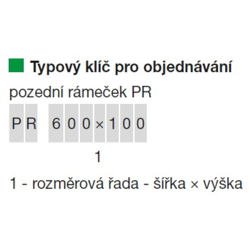 typový klíč pro objednávání