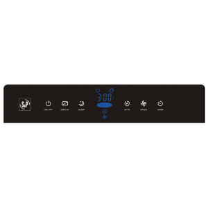 Touchpanel mit Anzeigen für Geschwindigkeit, Filterwechsel und Timer