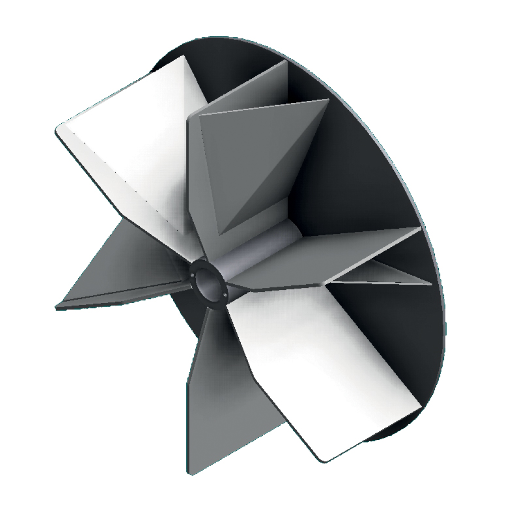 impeller with forward curved blades for material transport